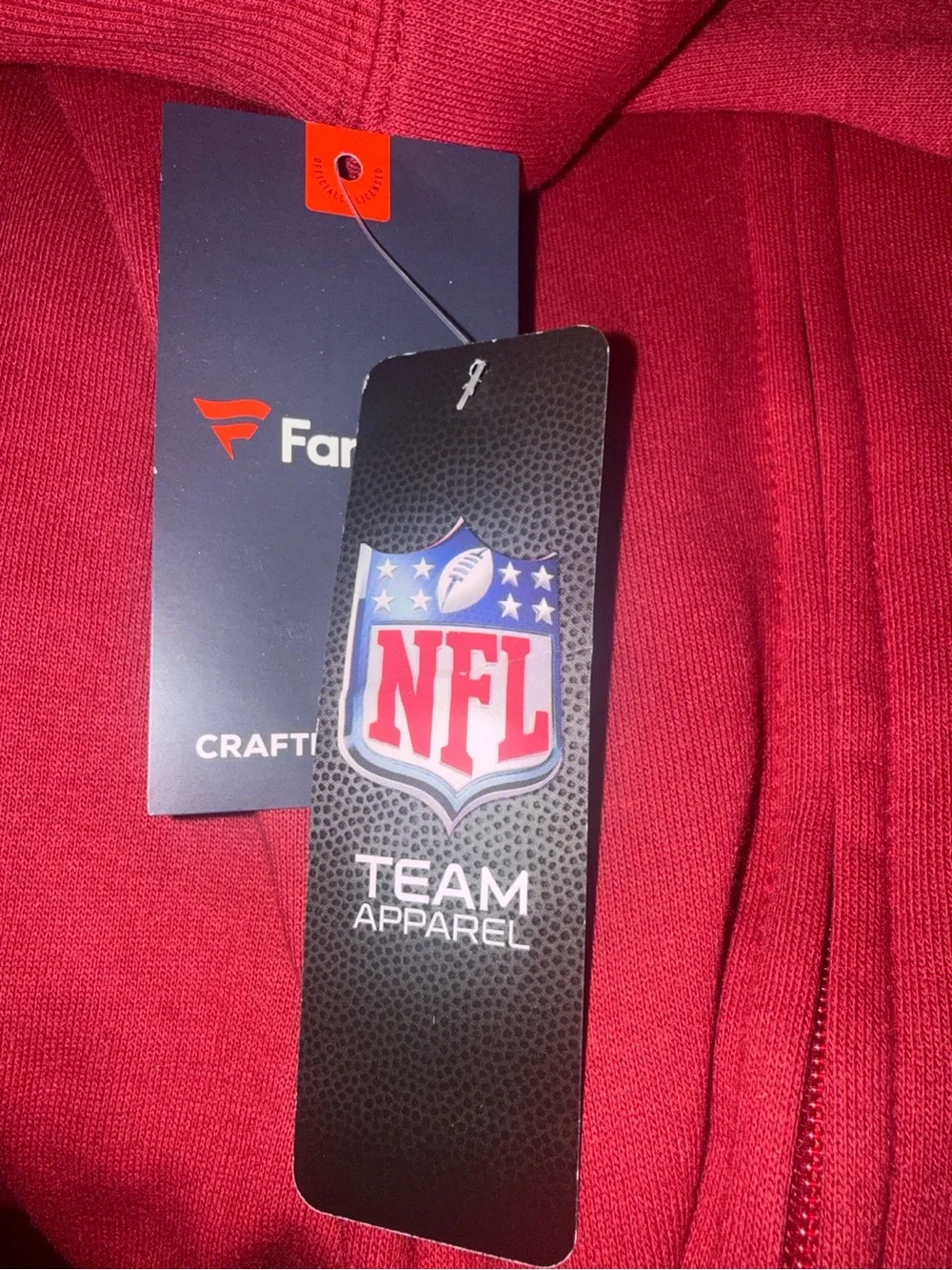SF 49ers Red Full-Zip Hoodie with Branded Neck Tag